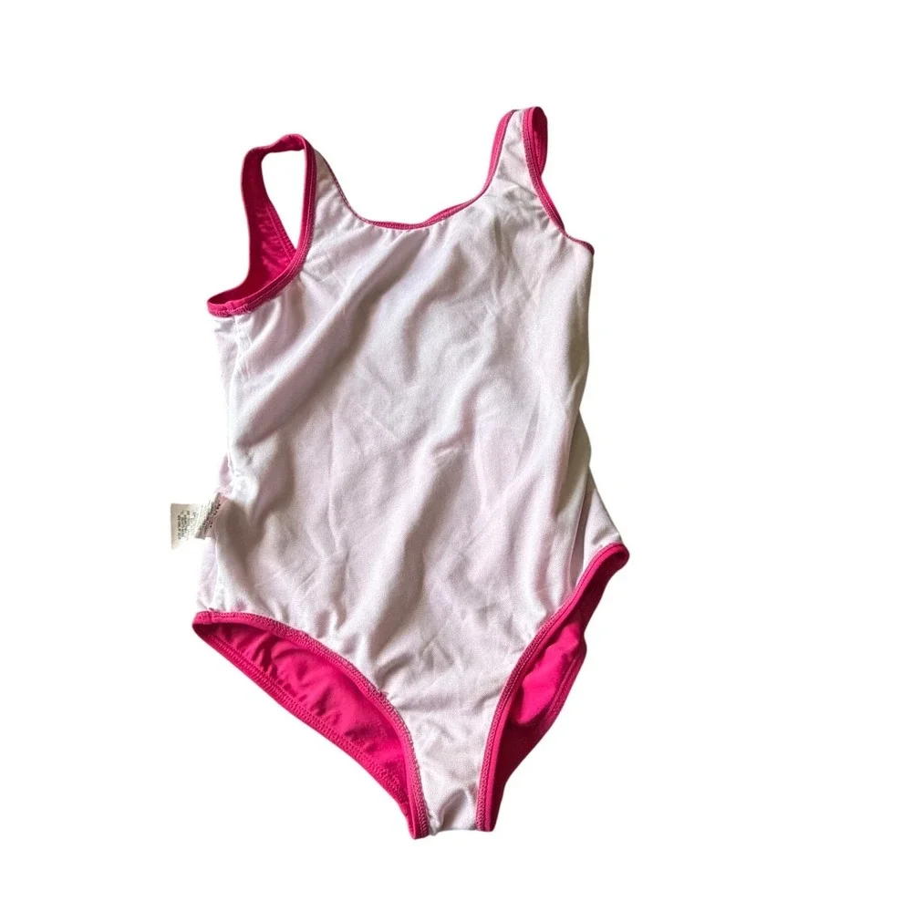 Nautica Girls Pink One Piece Swimsuit Hibiscus Sequin Graphic DO NOT‎ BUY